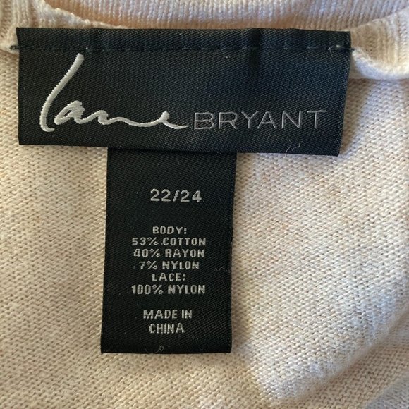 Lane Bryant Sweater Womens Plus Size 22/24 Pale Pink Stretch Lace Hemline - Picture 6 of 9